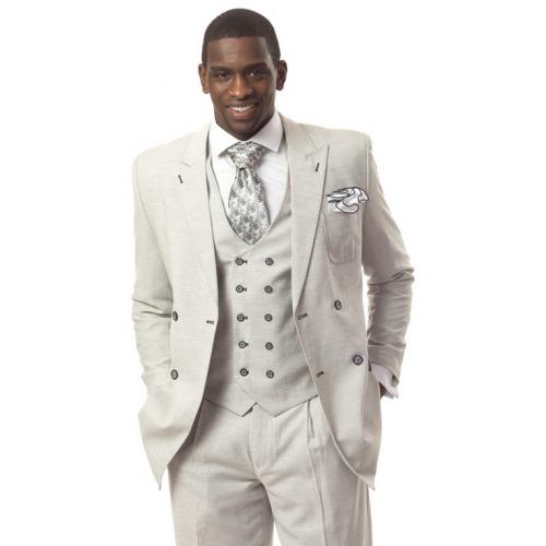 E. J. Samuel White Solid Suit M2654